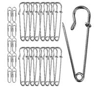 Lot de 20 éPingles De SûReté De Grande Taille, éPingles de SûReté Robustes en Acier Inoxydable de 50 Mm, éPingles de SûReté Solides pour Couvertures, avec 30 Trombones en MéTal De 28 Mm