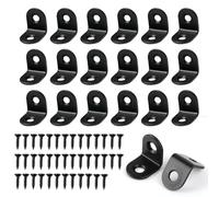 Lot de 20 équerres d'angle en L pour bois, équerres d'angle droit à 90 degrés pour meubles en bois, 20 mm, petit support d'angle en forme de L avec vis