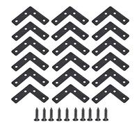 Lot de 20 équerres d'angle noires en forme de L, angle de 90 degrés, 50 mm x 50 mm, équerre d'angle robuste avec vis