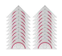 Lot de 20 équerres de 15 cm : géométrique, triangulaire, flexibles, incassables, transparents, équerres, rapporteur, 2 fonctions, pour bureau, designer, étudiants, peinture (rouge)