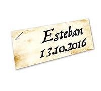 lot de 20 Etiquettes cartonnées rectangulaires personnalisées thème pirate parchemin votre texte RECTANGLE pour baptême mariage communion anniversaire personnalisée - pour marque place ou boite à dragées