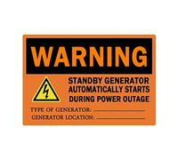 Lot de 20 étiquettes d'avertissement « Warning Standby Generator Starts Automatic OSHA », 12,7 x 8,9 cm | Autocollant | Protégez votre entreprise, chantier, entrepôt et boutique