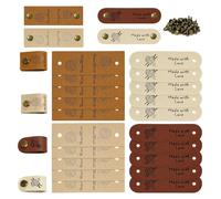 Lot de 20 étiquettes en cuir faites à la main à coudre avec 40 rivets - Étiquettes de haute qualité faites à la main avec rivets pour chapeaux, vêtements, travaux manuels, décoration, emballage de