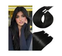 Lot de 20 extensions de cheveux humains Remy avec ruban adhésif double face, 40,6 à 66 cm, 50 g, trame invisible sans couture (noir de jais 61 cm)