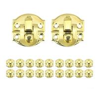 Lot de 20 fermoirs à loquet en métal antique pour boîte à bijoux, valises, boîtes en bois, verrous en fer avec aspect vintage et résistant pour la maison et le magasin (jaune)