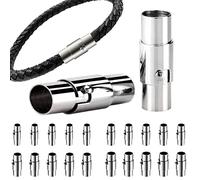 Lot de 20 fermoirs magnétiques en acier inoxydable - 4 tailles 4 mm, 5 mm, 6 mm, 7 mm - Pour fabrication de bijoux, colliers, bracelets, loisirs créatifs