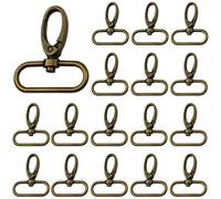 Lot de 20 fermoirs mousquetons antiques, 5,1 cm de large en bronze pivotant pour sangles de 2,5 cm, clips de déclenchement robustes en alliage de zinc pour sangles de sac à main, sac à dos, porte-clés