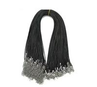 Lot de 20 fermoirs mousquetons pour colliers en cordon ciré noir coréen, diamètre 1,5 mm ou 2 mm, idéal pour la création de bijoux. Longueurs disponibles : 45, 50 ou 60 cm.