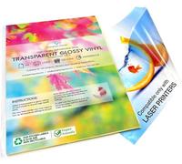 Lot de 20 feuilles A4 imperméables transparentes en vinyle brillant autocollant de haute qualité, imprimables au laser
