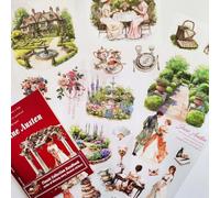 Lot de 20 feuilles d'accessoires de scrapbooking, autocollants pour scrapbooking, thème personnages littéraires classiques, accessoires décoratifs pour journal, album photo (Austin's Garden)