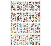Lot De 20 Feuilles D'Autocollants De Tatouage De Pirates Pour Enfants, Imperméables, Amusants, Pour Fête, Événement, Cadeau, Autocollants Temporaires