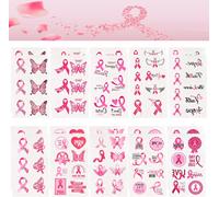 Lot De 20 Feuilles D'autocollants De Tatouage En Ruban Rose,Pour Sensibilisation Au Cancer Du Sein,Soutien Temporaire,Tatouages Pour Activités De Fête