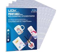 Lot de 20 feuilles d'autocollants holographiques vinyle imperméables pour bricolage, artisanat, décoration, calendrier de l'Avent