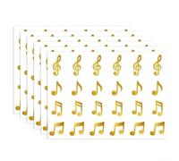 Lot de 20 feuilles d'autocollants imperméables en forme de note de musique, autocollants de récompense dorés et noirs pour enseignants, étiquettes décoratives faciles à décoller pour l'école (doré)
