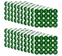 Lot de 20 feuilles d'autocollants numérotés de 3,8 cm de 1 à 200 - Vert - Autocollants consécutifs en vinyle numérotés - Pour intérieur et extérieur - Rangement et organisation