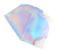 Lot de 20 feuilles de papier adhésif imprimable A4 imperméable holographique brillant auto-adhésif à séchage rapide pour imprimantes laser et jet d'encre