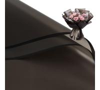 Lot de 20 feuilles de papier cadeau à bordure noire pour bouquet de Saint-Valentin, papier d'emballage cadeau floral imperméable, 58,4 x 58,4 cm, pour loisirs créatifs et magasins de fleurs (noir)