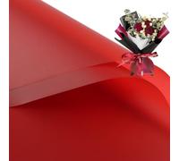 Lot de 20 feuilles de papier cadeau double face pour bouquet de Saint-Valentin, imperméable, 58 x 58 cm, utilisé pour les loisirs créatifs, les emballages cadeaux, les bouquets de fleurs (rouge)