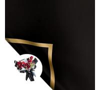Lot de 20 feuilles de papier cadeau pour bouquets de fleurs dorées, papier cadeau épais/imperméable pour bouquet, loisirs créatifs (58 x 58 cm, noir)