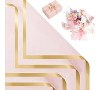 Lot de 20 feuilles de papier cadeau rose pour bouquet de fleurs roses - Papier imperméable - Élégant bouquet de fleurs - Papier d'emballage