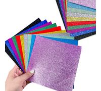 Lot de 20 feuilles de papier cartonné pailleté 15 cm x 15 cm 10 couleurs pour la fabrication de cartes Cricut et les loisirs créatifs et le scrapbooking