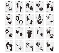 Lot de 20 feuilles de pochoirs à dessin empreintes de pattes d'animaux creuses lavables pour sols, table, armoire, voiture, journal, pierre, roche, réutilisable