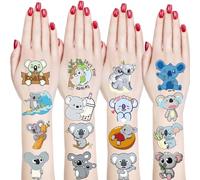 Lot de 20 feuilles de tatouages temporaires Koala sur le thème de l'ours koala - Décorations de fête d'anniversaire pour enfants, garçons et filles, cadeaux de salle de classe, prix scolaires,