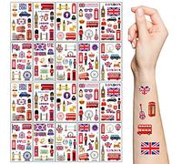 Lot de 20 feuilles de tatouages temporaires Union Jack 2022 pour 70e anniversaire de la reine, accessoires de fête du jubilé de platine 2022