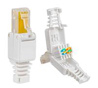 Lot de 20 fiches réseau RJ45 Cat 5e avec contacts plaqués or Cat.5e LAN Connecteur à sertir Gigabit pour câble patch Câble de pose CAT7 CAT6A CAT5 Compatible sans outil Connecteur DSL UTP