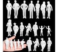 Lot de 20 figurines blanches non peintes - Différentes figurines debout - Passants H0 1:25 - Différentes poses - Personnages miniatures - Figurine pour projet de planification architecturale
