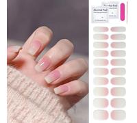 Lot de 20 films autocollants pour ongles - Rose et blanc - Gradient français - Gel UV - French - Paillettes - Film autocollant pour le design des ongles DIY - Autocollants pour vernis à ongles en gel