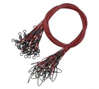 Lot de 20 fils de pêche en acier inoxydable, 56,7 kg robustes avec émerillon et bouton-pression, 48,3 cm de long, pour tous vos besoins de pêche (rouge)