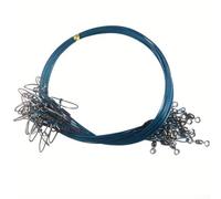 Lot de 20 fils de pêche en acier inoxydable, 56,7 kg très résistants avec émerillon et bouton-pression, 48,3 cm de long, pour tous vos besoins de pêche (bleu)