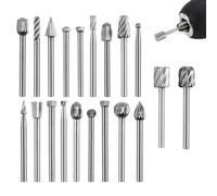 Lot de 20 forets de sculpture sur bois pour Dremel - Outil rotatif pour meulage - Fraise en carbure avec tige de 3 mm - Pour le travail du bois, le verre, la céramique, le carrelage, la gravure, le