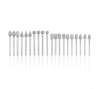 Lot de 20 forets émeri avec tige de 3 mm pour Dremel et outils rotatifs similaires pour sculpter et graver