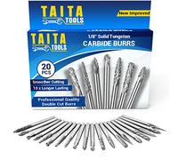 Lot de 20 fraises à double coupe en carbure,Tige de 3 mm,Embouts de coupe rotatifs,Accessoires pour Dremel, Fordom, Flex Shaft,Pour la sculpture sur bois, le travail du métal et la gravure.