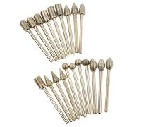 Lot de 20 fraises diamantées avec tige de 3 mm - Accessoires pour outils rotatifs pour sculpture sur pierre, meulage, polissage et gravure - 20 formes différentes pour meuleuses