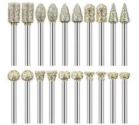 Lot de 20 Fraises Diamantées Tige 1/8"" Compatible avec Dremel pour Sculpture Gravure Meulage Polissage de Pierre, Roche, Verre,