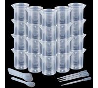 Lot de 20 gobelets doseurs en résine époxy de 100 ml - Avec 10 agitateurs et 10 pipettes - Gobelet doseur gradué avec précision en plastique avec graduation claire pour la fonte de résine, le mélange