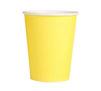 Lot de 20 gobelets en carton (255 g) - Couleurs unies pour anniversaire (jaune)