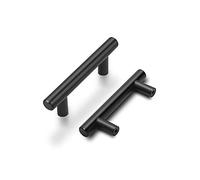Lot de 20 goldenwarm Poignées Noires Meuble Poignées Noires Cuisine -LS201BK64 Poignées Tiroir Noires Solide avec Finition Mate en Acier Inoxydable Entraxe 64mm