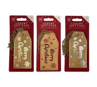 Lot de 20 grandes étiquettes de nom de Noël de luxe, étiquettes de nom Merry Christmas, étiquettes en ficelle de jute, étiquettes cadeaux festives, 12 cm x 6 cm