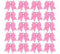 Lot de 20 grands nœuds pour cheveux de 20,3 cm avec support pour queue de cheval - Accessoires pour cheveux pour adolescentes (rose)