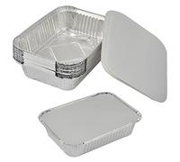 Lot de 20 grands récipients rectangulaires en aluminium avec couvercles, 1 900 ml avec couvercles, parfaits pour la cuisson, le barbecue, le stockage de la congélation (26,5 x 19,2 x 6,5 cm)