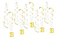 Lot de 20 guirlandes à spirales décoratives dorées pour 18e anniversaire garçon fille décoration de fête tourbillons pour fête d'anniversaire