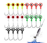 Lot de 20 hameçons de pêche polyvalents pour truite, hameçons robustes avec design réaliste des yeux 3D pour perche, poisson-chat, truite, lacs, rivières, eau douce et eau salée