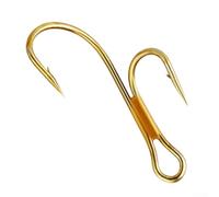 Lot de 20 hameçons doubles barbelés en acier à haute teneur en carbone pour leurre de ver, gréement, appât, brochet, perche et bar (8#)