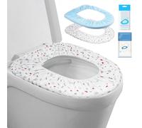 Lot de 20 housses de siège de toilette jetables en tissu non tissé, imperméables et jetables pour voyage, hôtel, hôpital, toilettes publiques (imprimé + bleu)