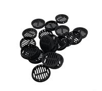 Lot de 20 housses murales rondes de 50 mm avec maille en plastique ABS pour soffite pour aération ou meubles, circulation de l'air simple, prévention de la poussière et de la poussière (noir)
