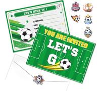 Lot de 20 invitations de fête de football avec enveloppes, cartes d'invitation d'anniversaire pour garçons, enfants, fans d'événements sportifs, 18 x 13 cm